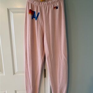 Aviator Nation Pink Sweatpants with Rainbow Logo. Never worn. Size small